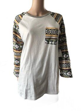 Carbon Long Sleeve Pullover Southwest Design Men's Medium Shirt NWT